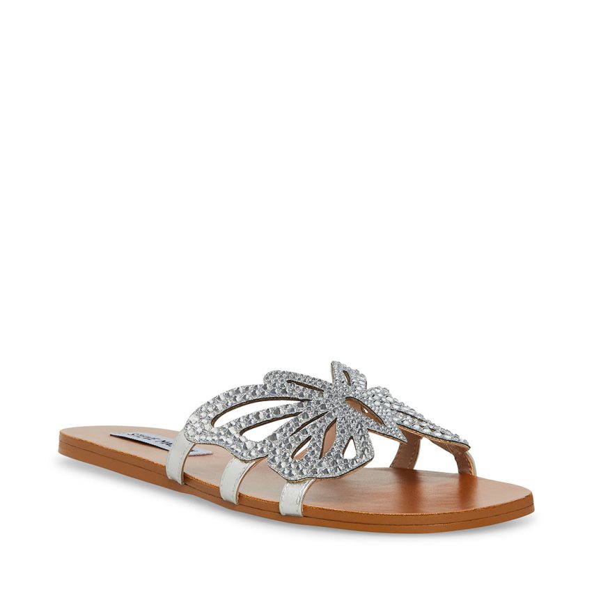 Sandalias de Diapositivas Steve Madden Savannah Mujer Plateadas | ES FR4023